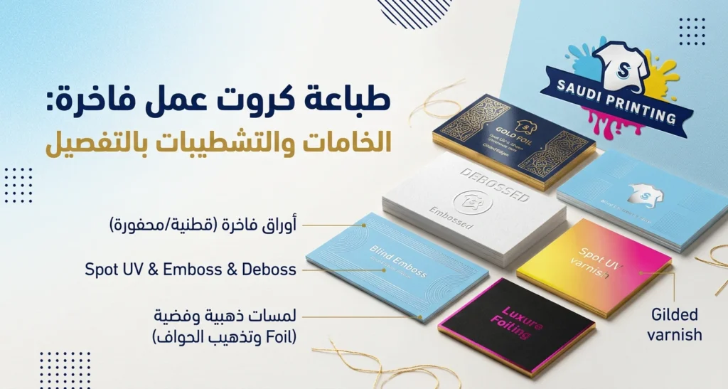 طباعة كروت عمل فاخرة دليل الخامات والتشطيبات بالتفصيل
