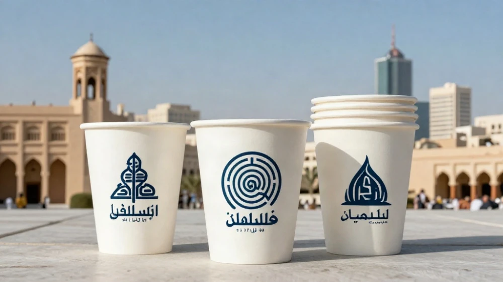 تصميم شعار على الاكواب الورقية
